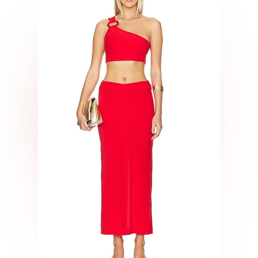 Saudade vibrant red ring One-Shoulder Two-Piece Dress